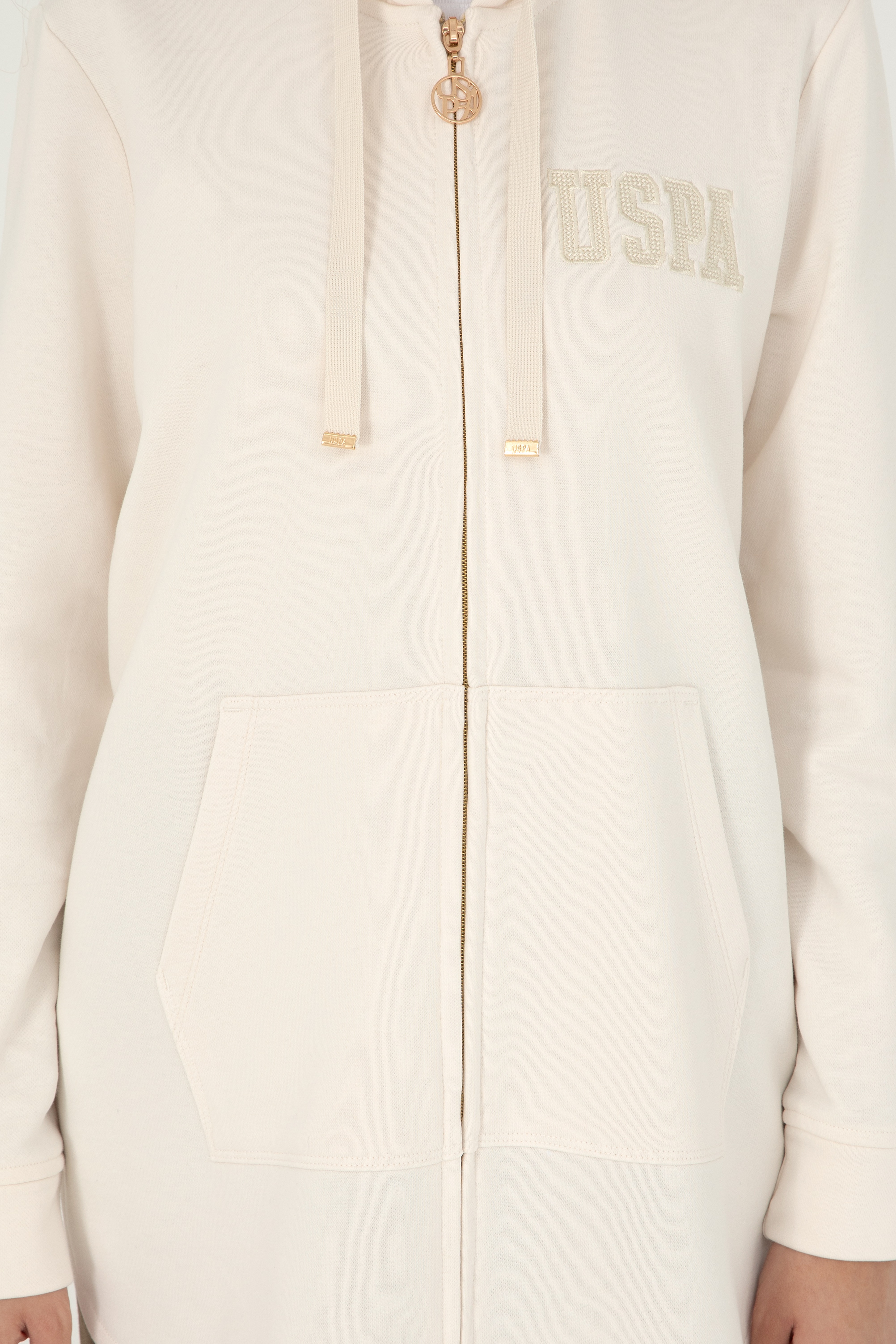 Kadın Krem Kapüşonlu Sweatshirt - Image 6