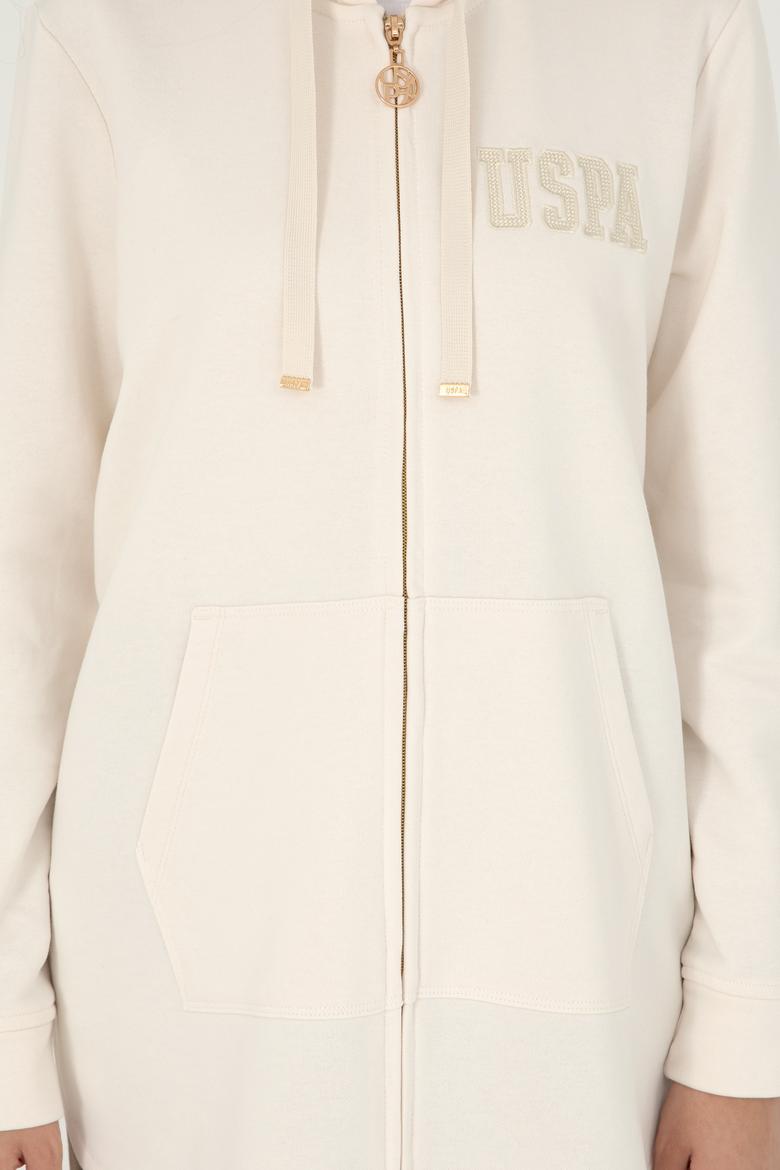 Kadın Krem Kapüşonlu Sweatshirt - 50289545064