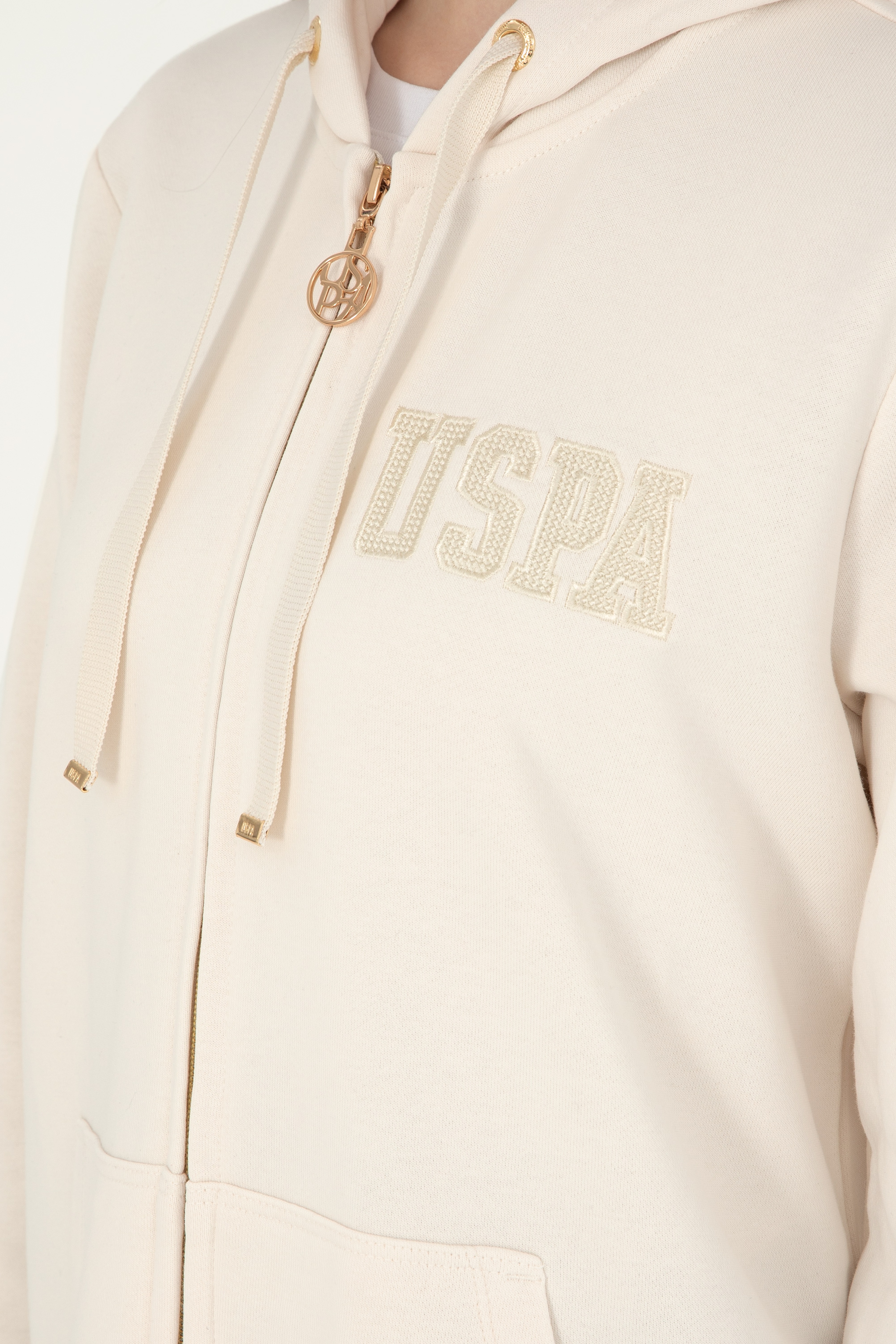 Kadın Krem Kapüşonlu Sweatshirt