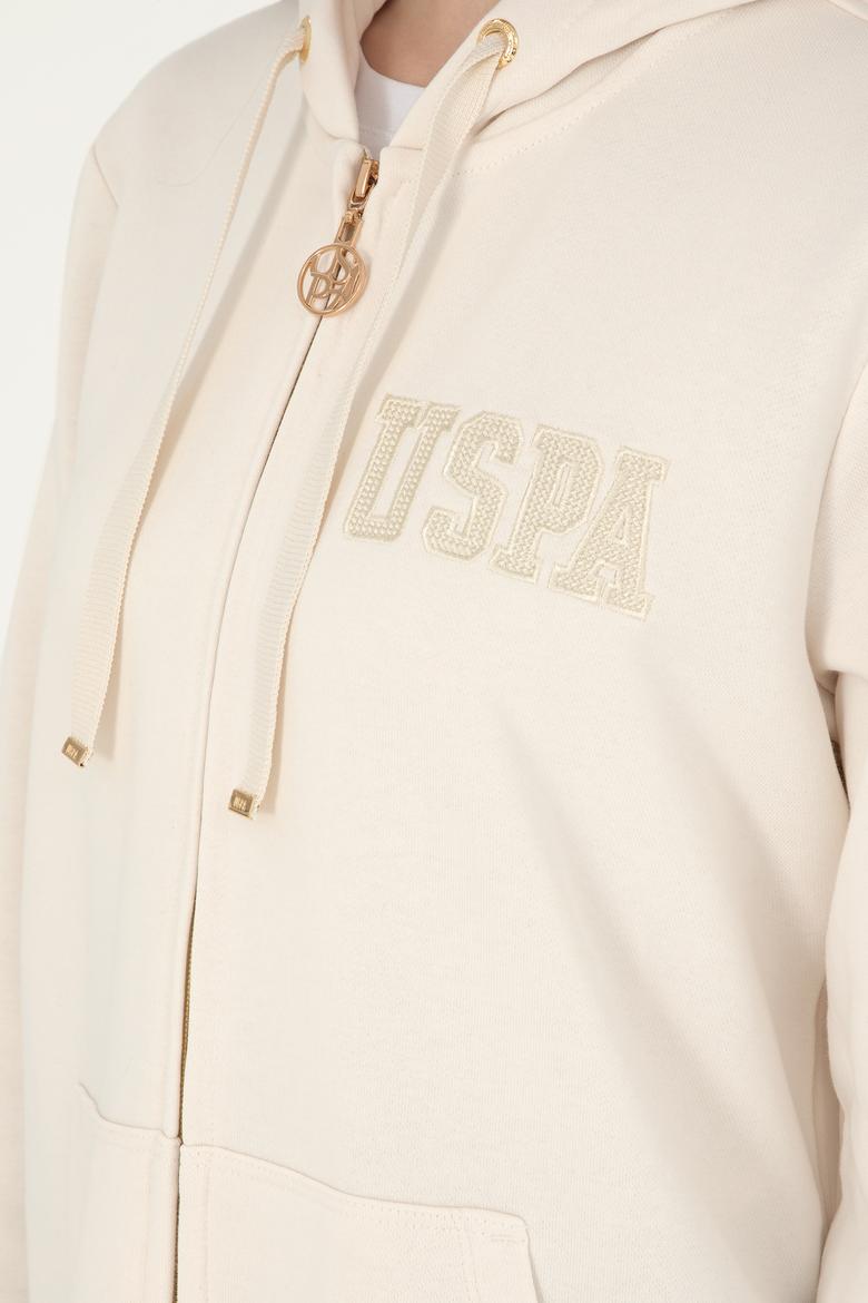 Kadın Krem Kapüşonlu Sweatshirt - 50289545064