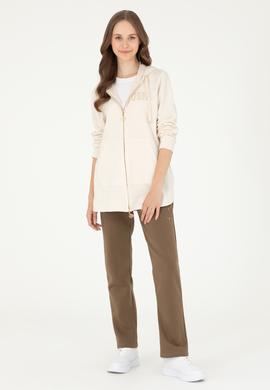 Kadın Krem Kapüşonlu Sweatshirt - 50289545064