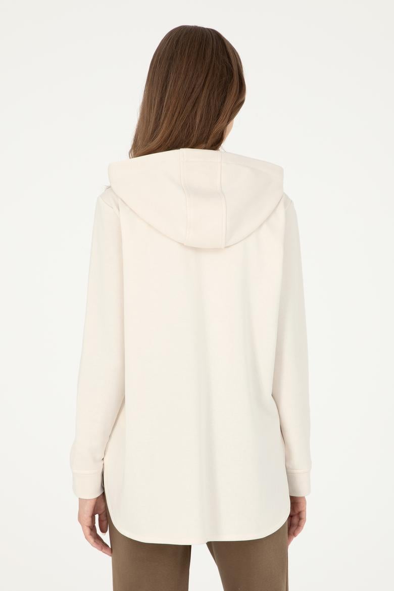 Kadın Krem Kapüşonlu Sweatshirt - 50289545064