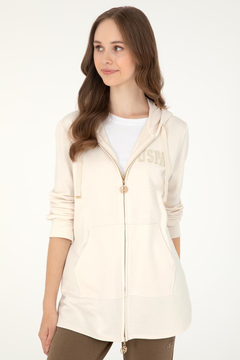 Kadın Krem Kapüşonlu Sweatshirt - 50289545064