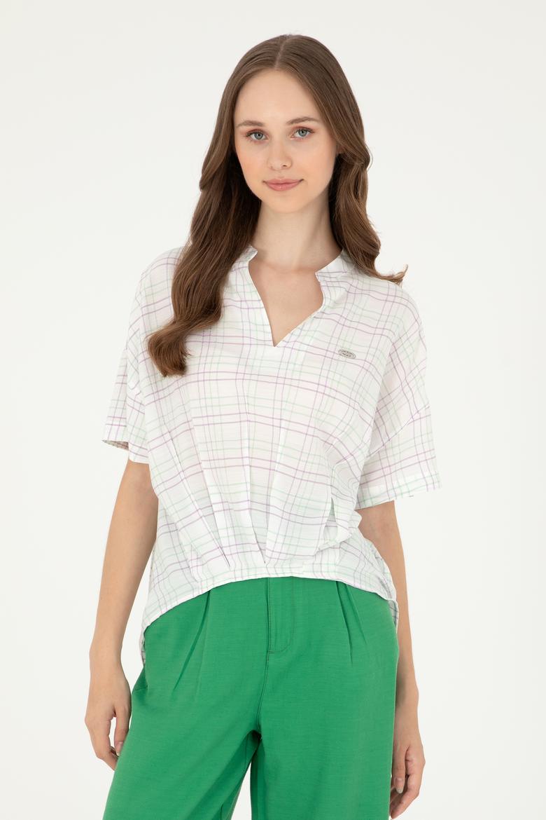 Kadın Mint Kısa Kollu Gömlek