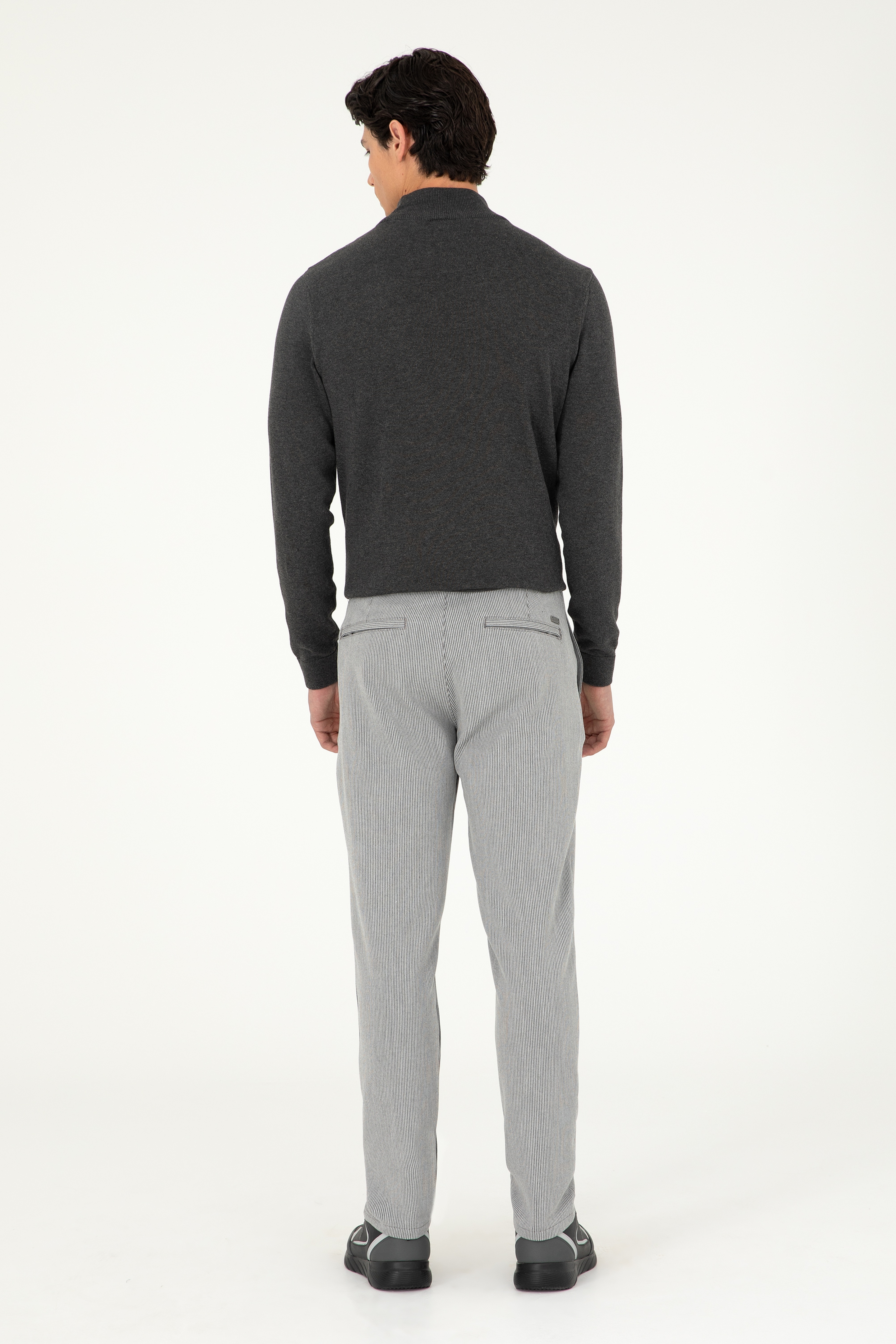 Erkek Slim Fit Gri Kanvas Pantolon - Image 4