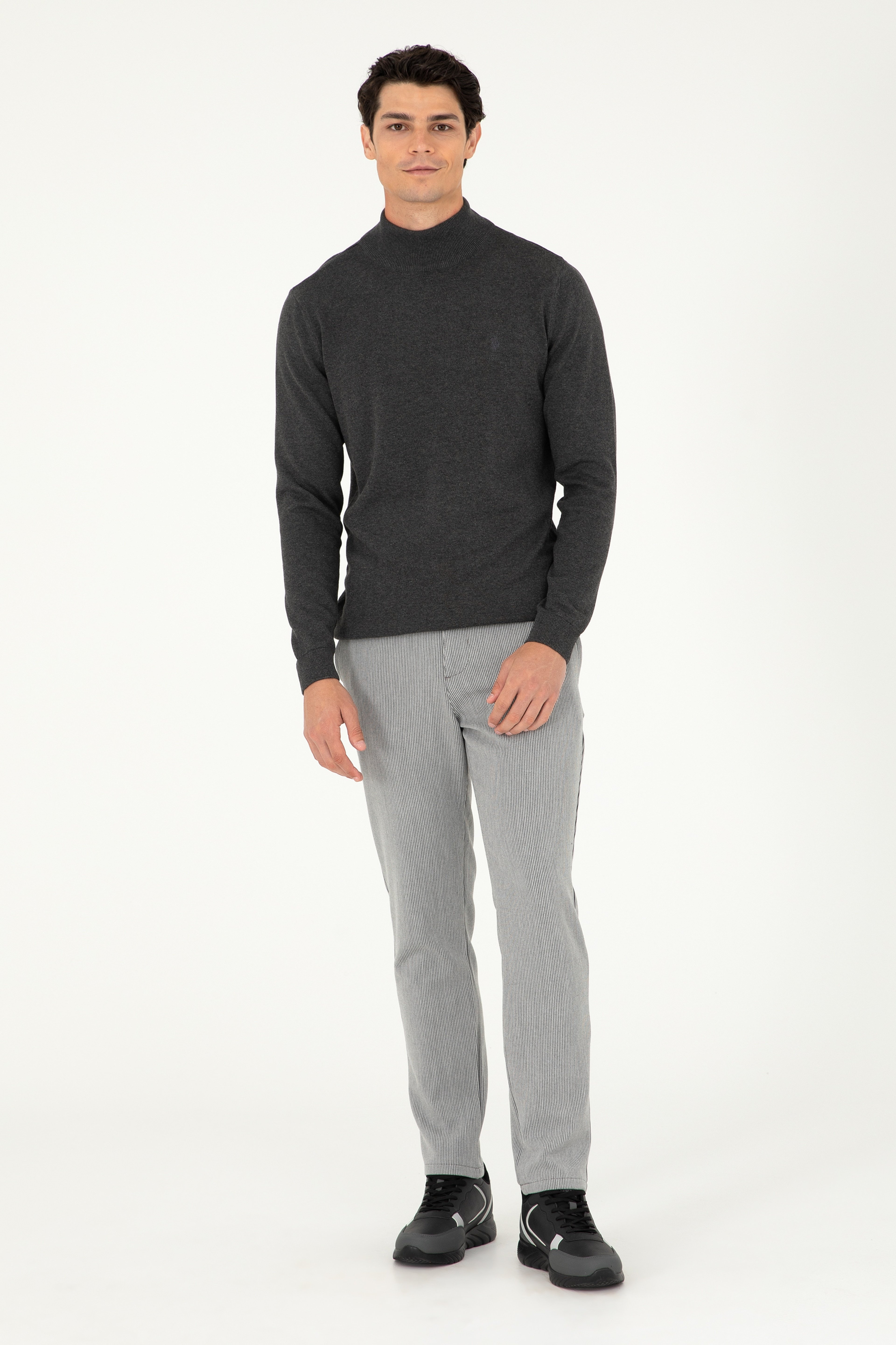 Erkek Slim Fit Gri Kanvas Pantolon - Image 3