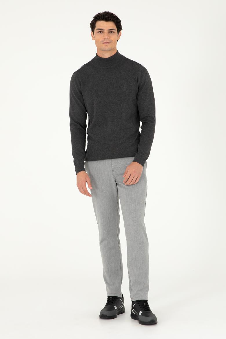 Erkek Slim Fit Gri Kanvas Pantolon - 50291196045