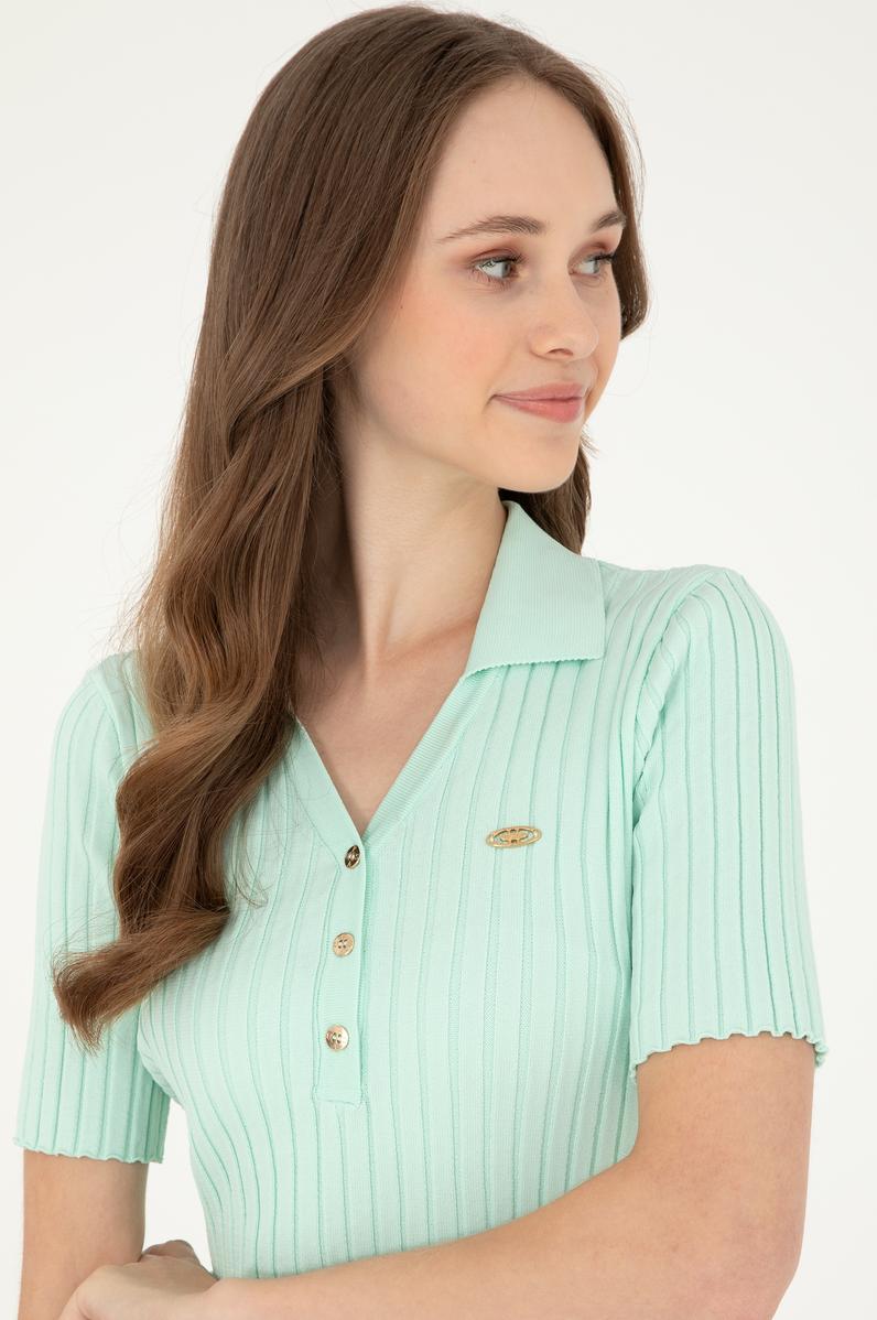 Kadın Su Yeşili Mini Boy Triko Elbise