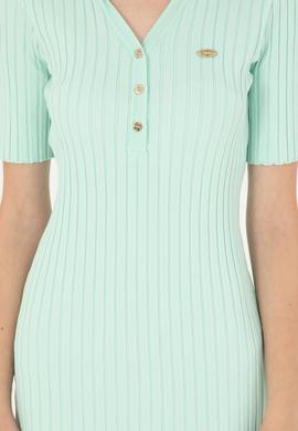 Kadın Su Yeşili Mini Boy Triko Elbise - 50280475025