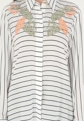 Kadın Lacivert Uzun Kollu Çizgili Gömlek - 50289484004