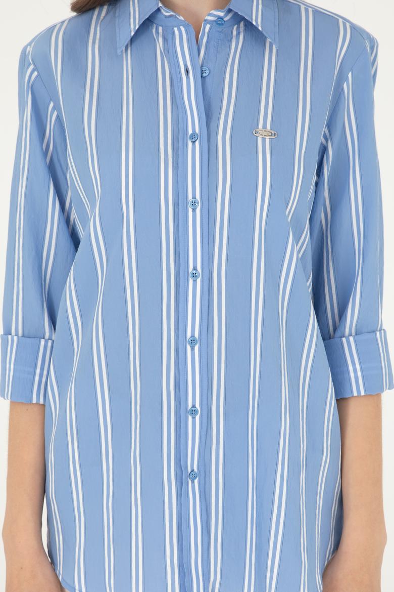 Kadın Saks Uzun Kollu Gömlek - 50283644003