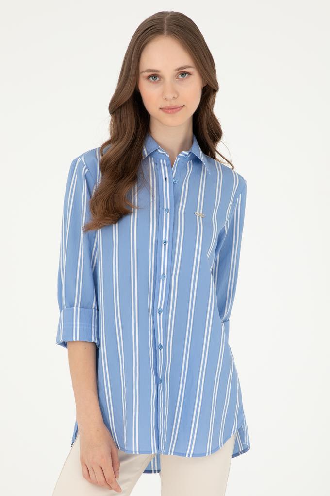 Kadın Saks Uzun Kollu Gömlek