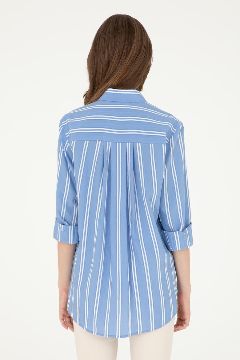 Kadın Saks Uzun Kollu Gömlek - 50283644003