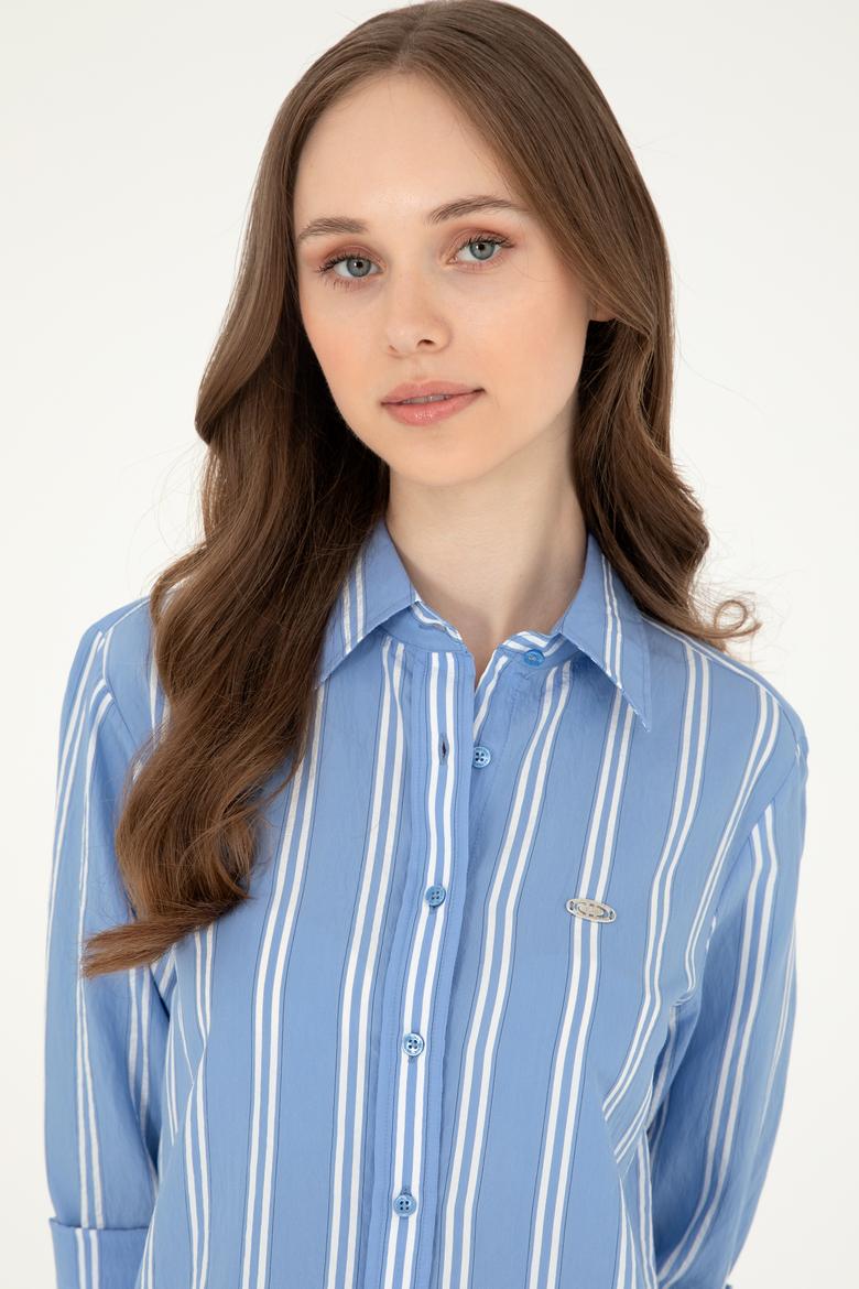 Kadın Saks Uzun Kollu Gömlek - 50283644003