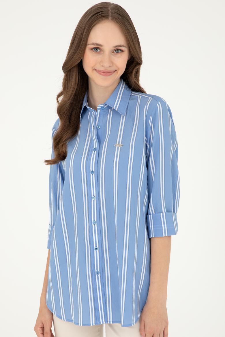 Kadın Saks Uzun Kollu Gömlek - 50283644003