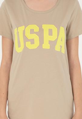 Kadın Açık Haki Bisiklet Yaka Basic Tişört - 50280036061