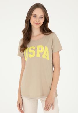 Kadın Açık Haki Bisiklet Yaka Basic Tişört - 50280036061