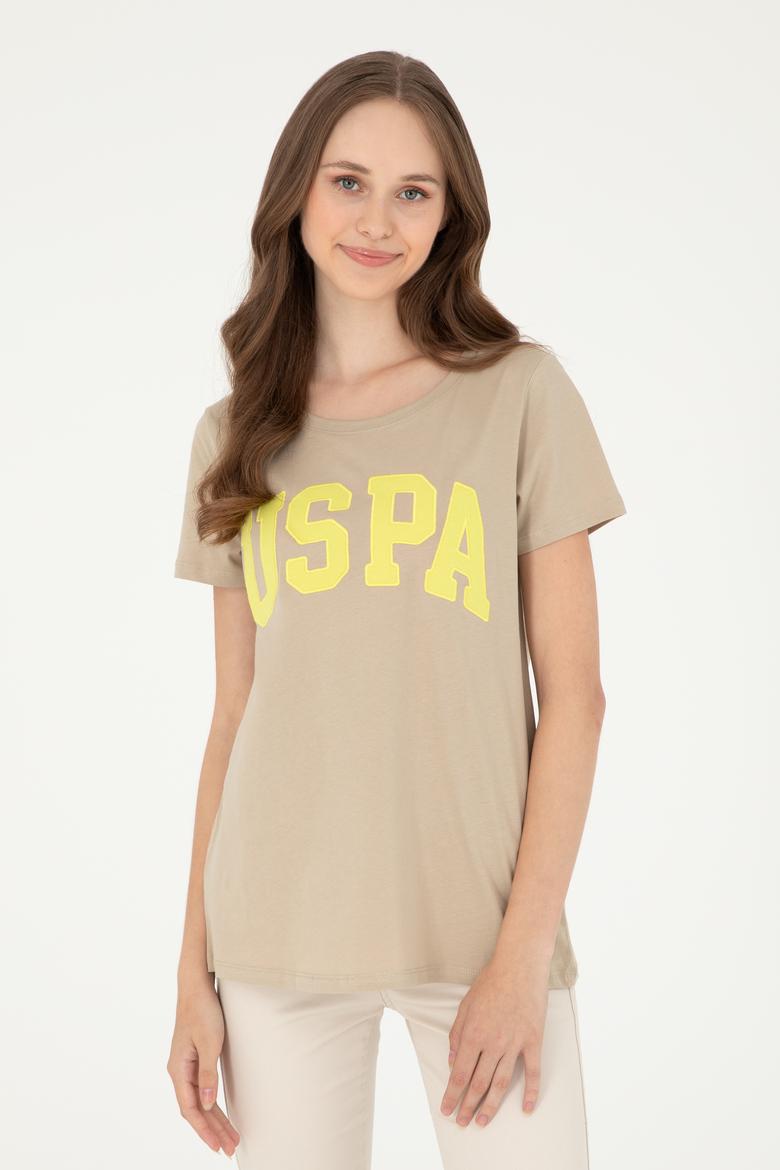 Kadın Açık Haki Bisiklet Yaka Basic Tişört