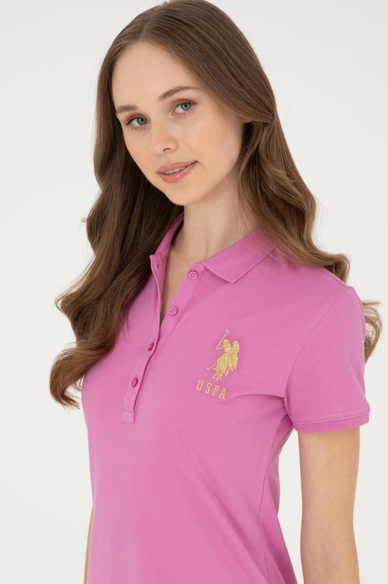 Kadın Pembe Polo Yaka Mini Boy Örme Elbise