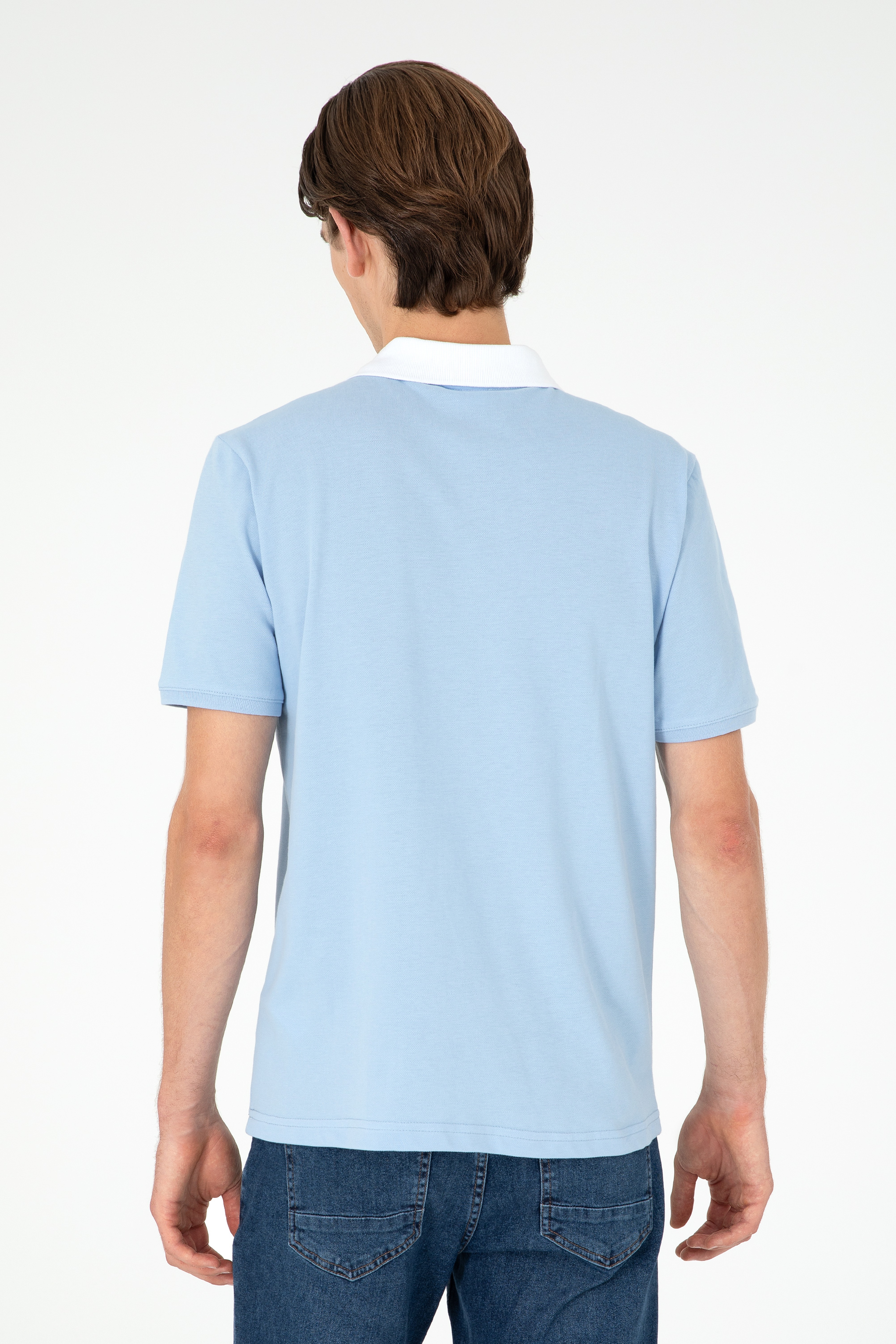 Erkek Regular Fit Polo Yaka Açık Mavi Tişört