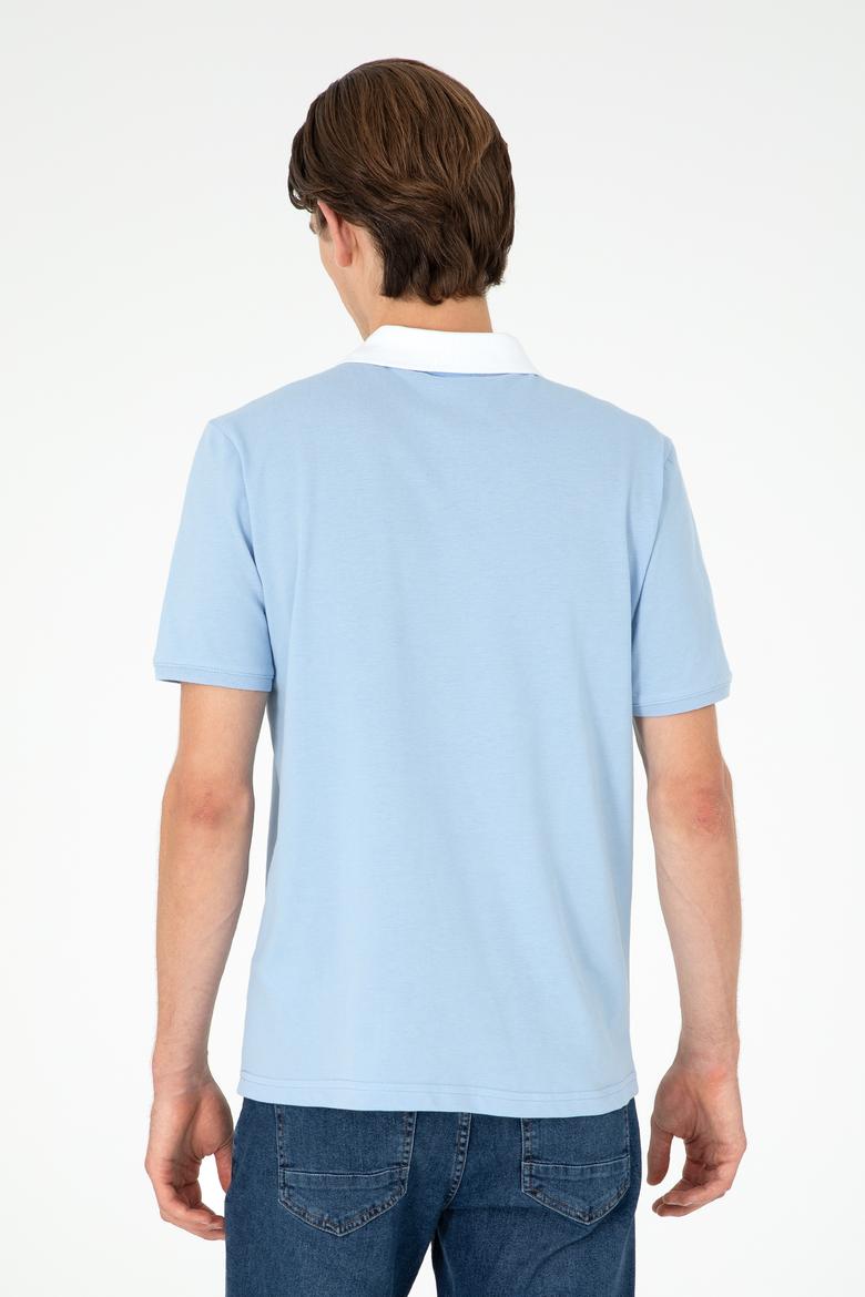 Erkek Regular Fit Polo Yaka Açık Mavi Tişört - 50288490007