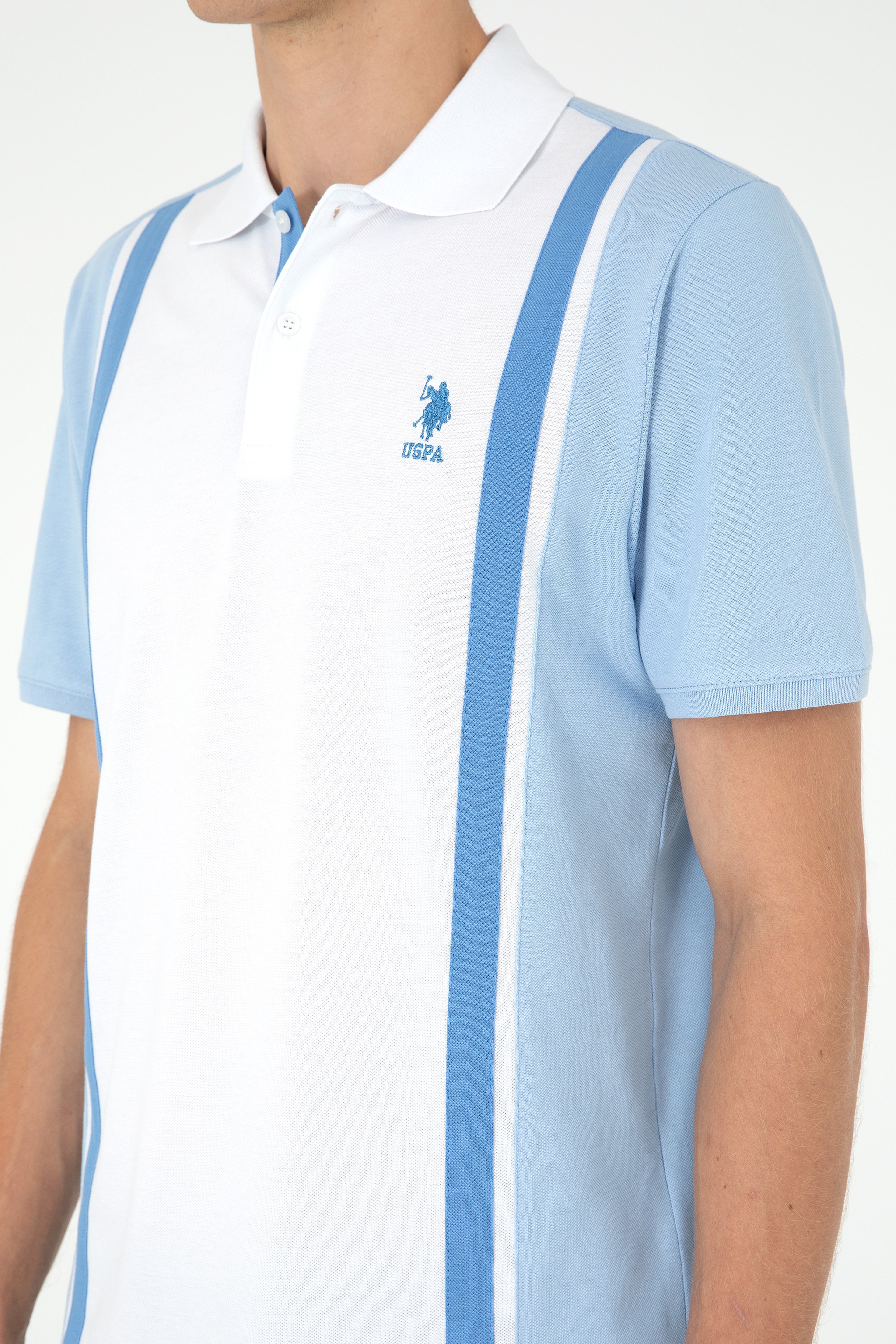 Erkek Regular Fit Polo Yaka Açık Mavi Tişört - Image 7