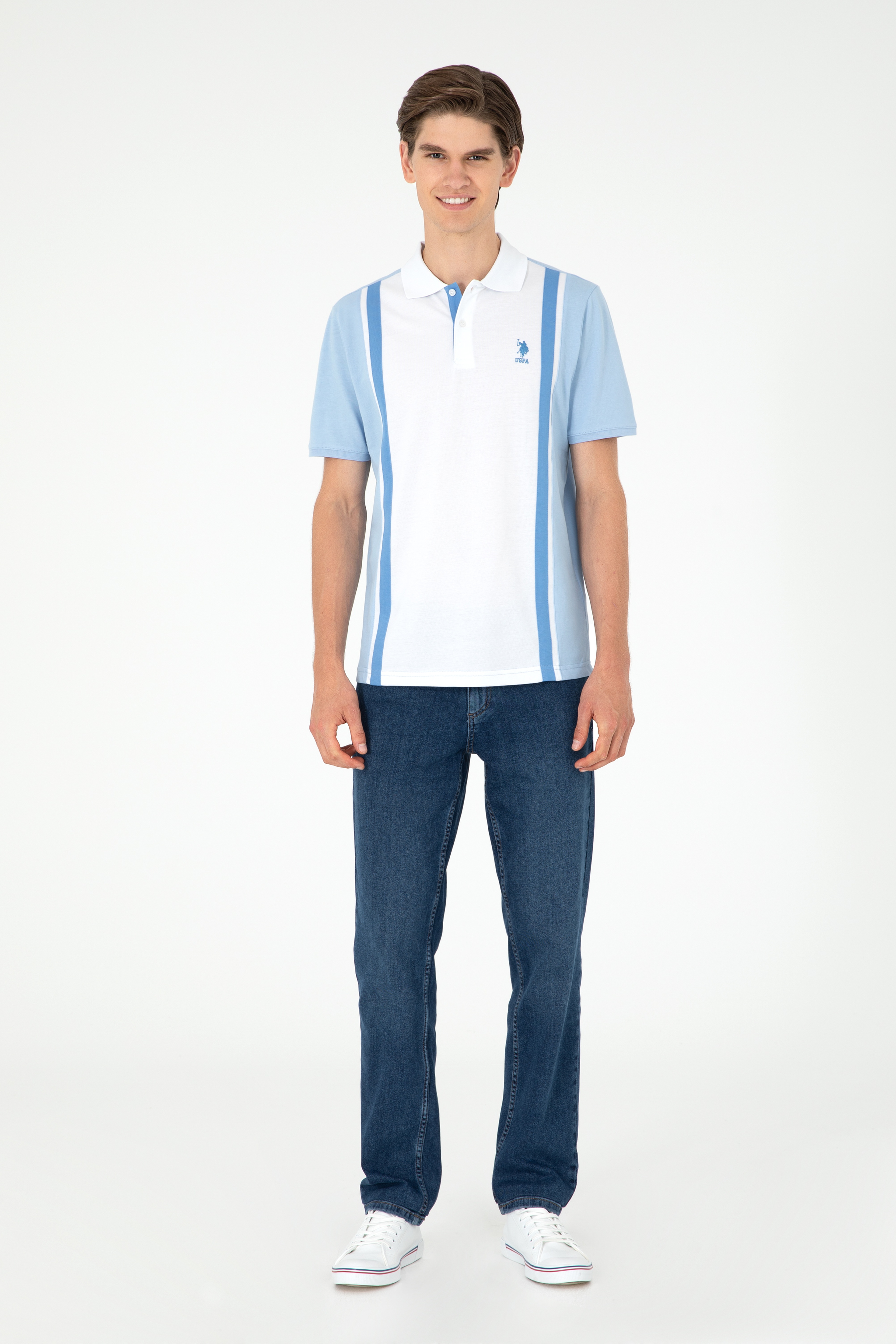 Erkek Regular Fit Polo Yaka Açık Mavi Tişört