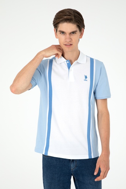 Erkek Regular Fit Polo Yaka Açık Mavi Tişört