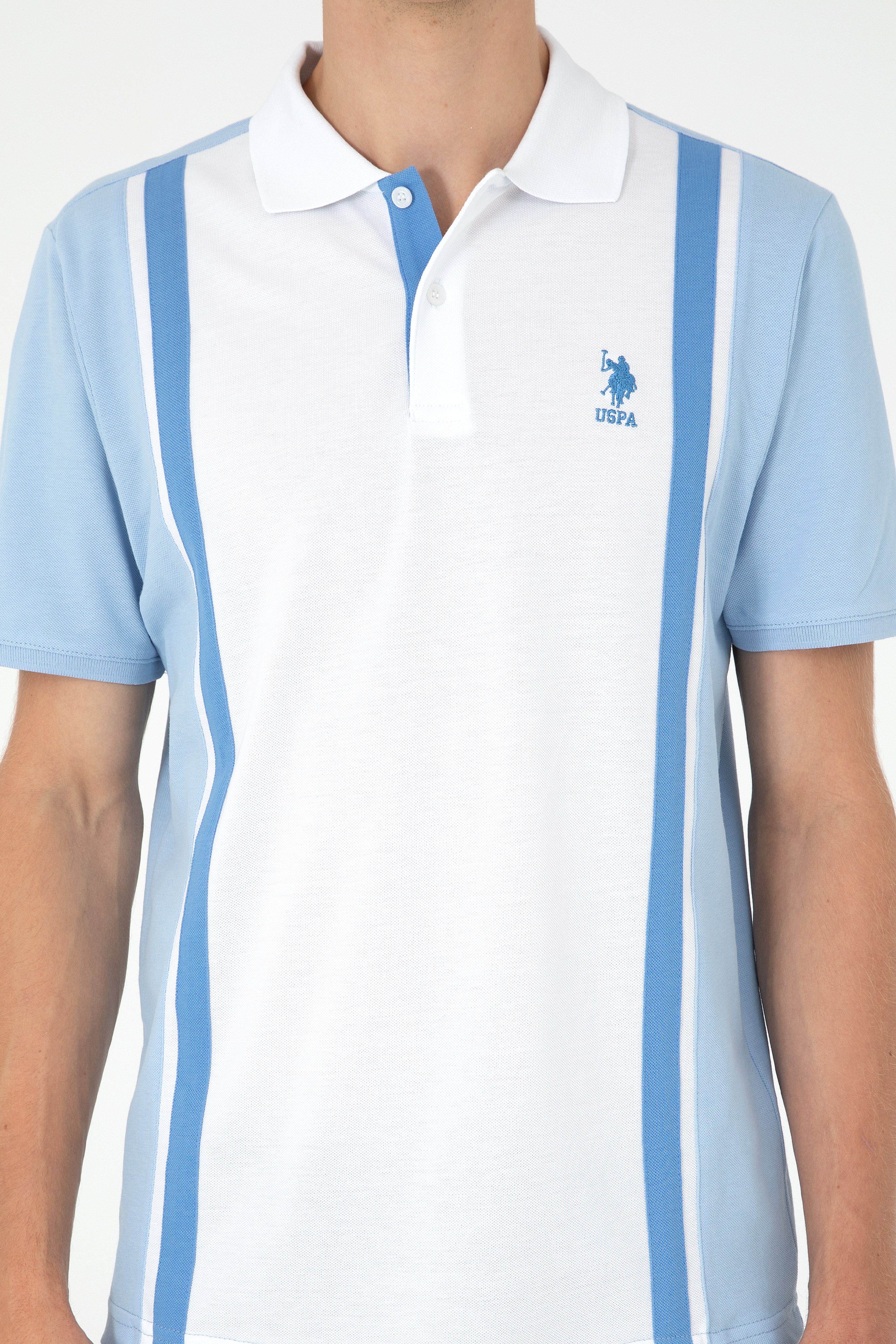Erkek Regular Fit Polo Yaka Açık Mavi Tişört - Image 6