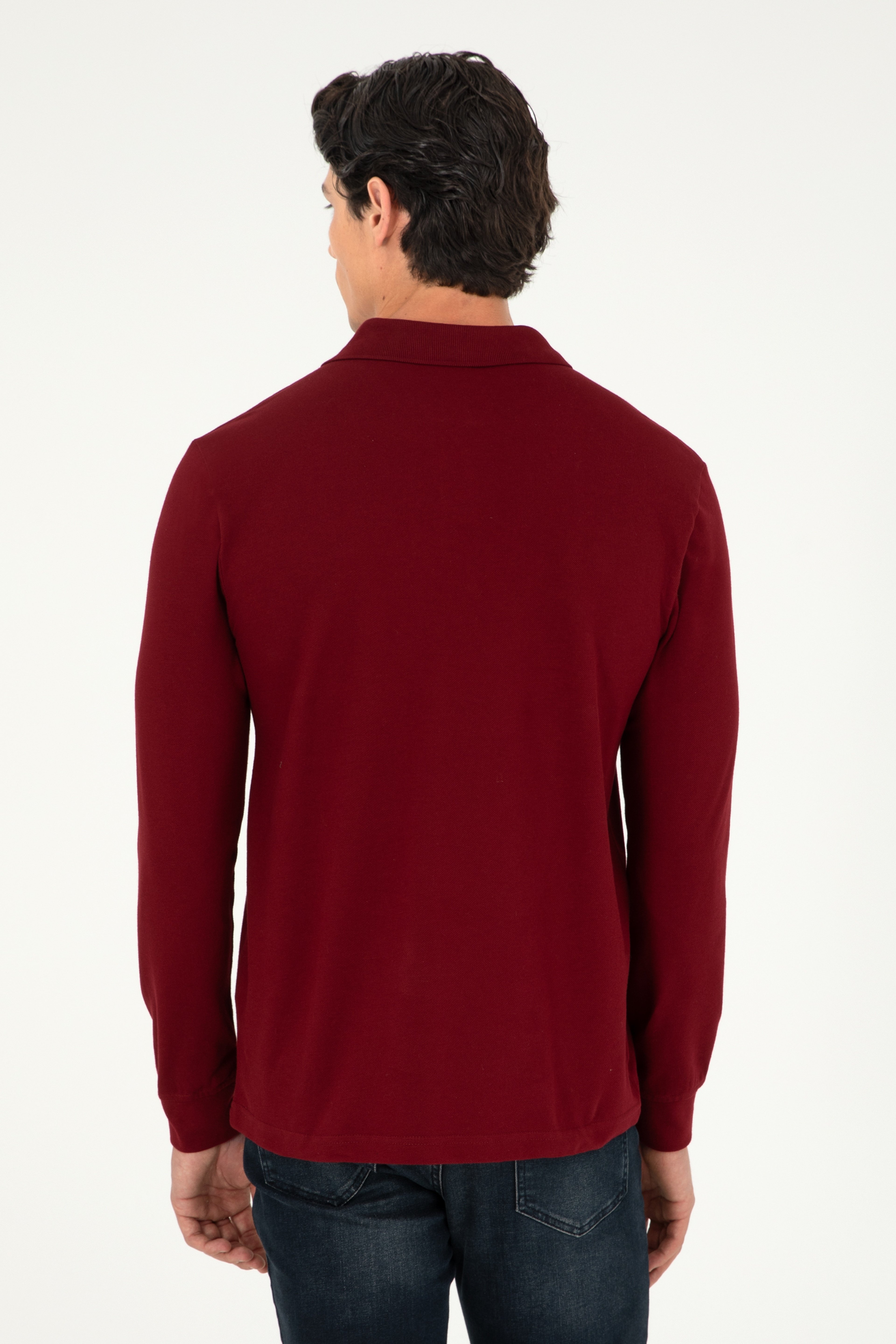 Erkek Bordo Basic Sweatshirt - Image 5