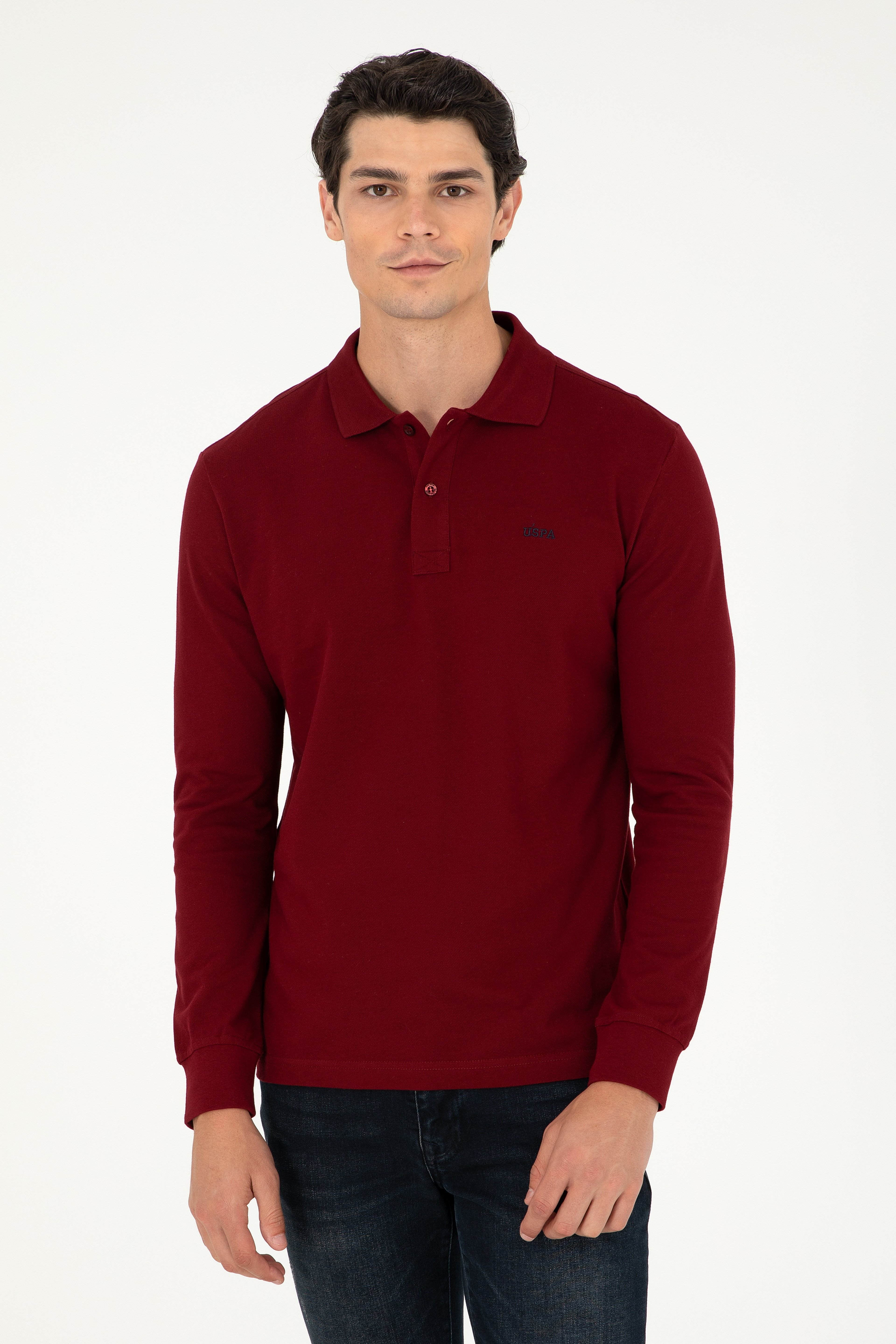 Erkek Bordo Basic Sweatshirt - Image 1