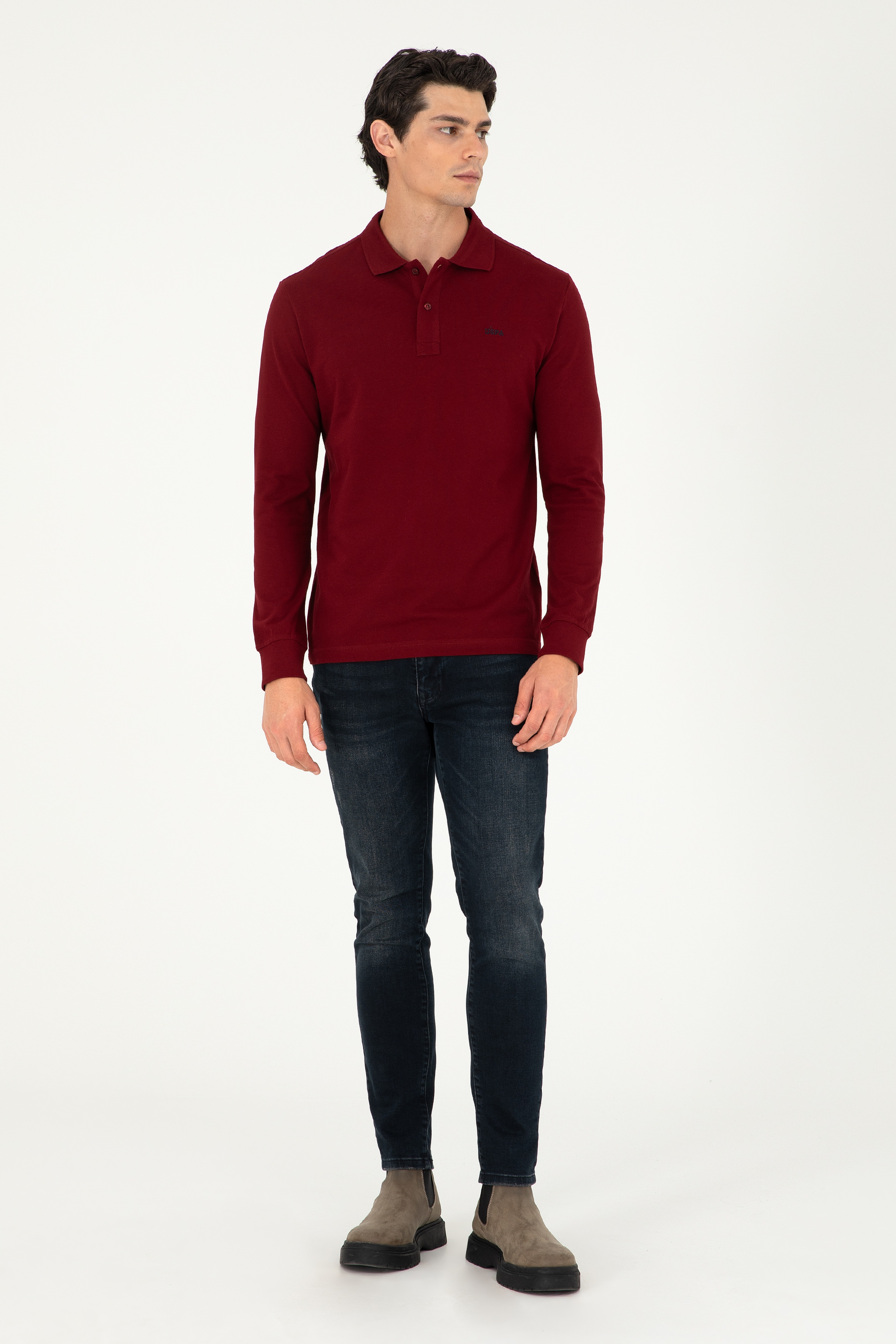 Erkek Bordo Basic Sweatshirt - Image 4