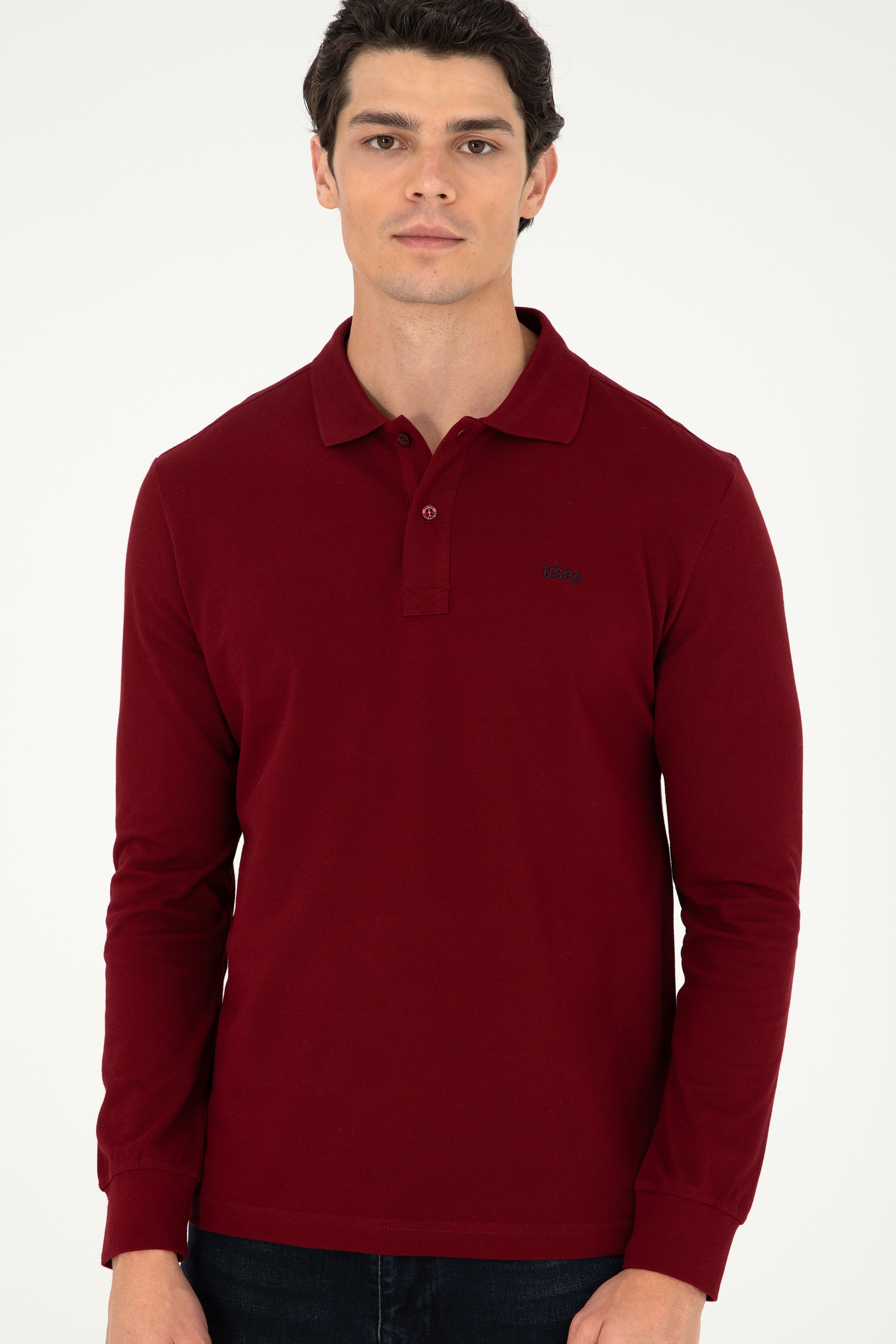 Erkek Bordo Basic Sweatshirt - Image 3