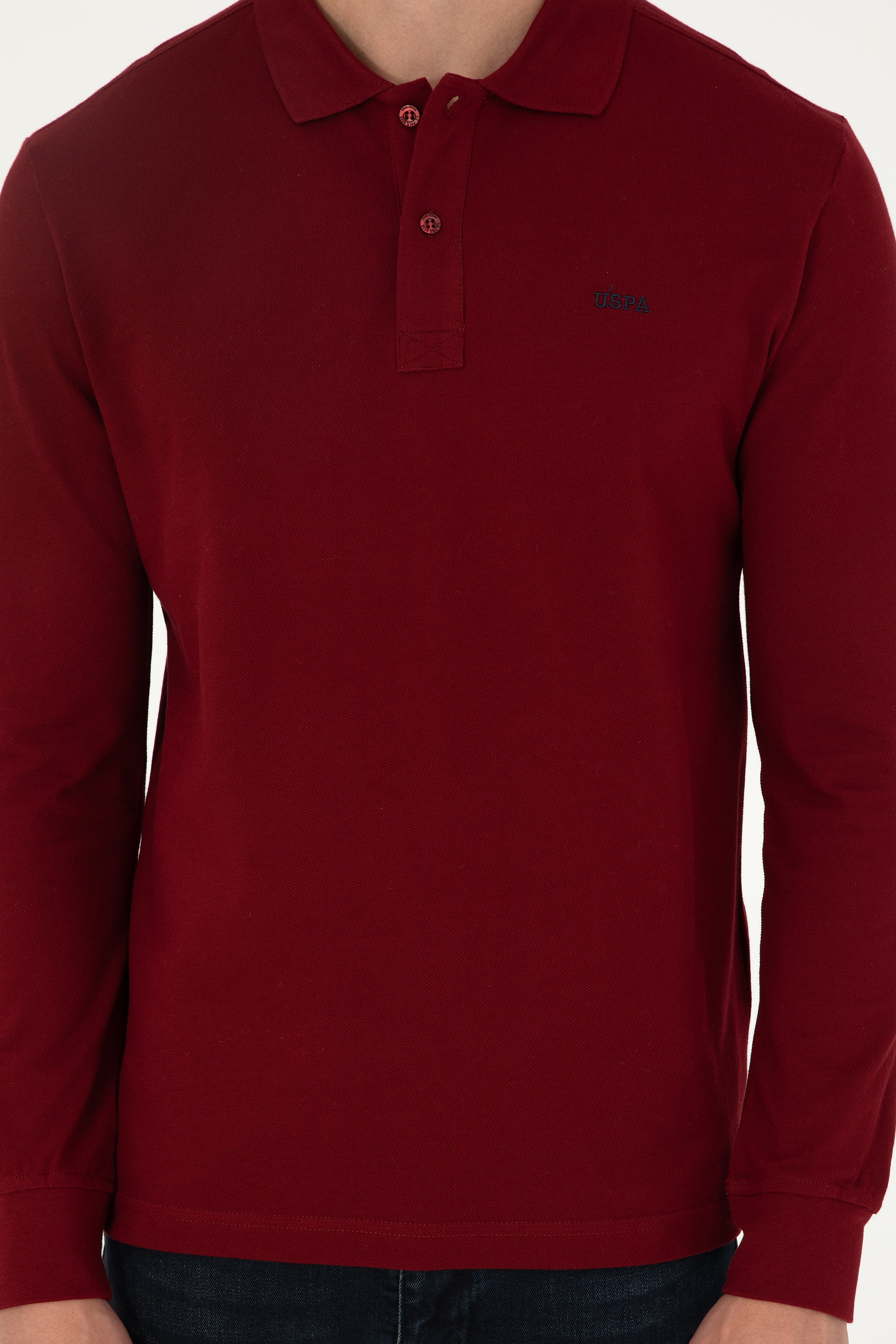 Erkek Bordo Basic Sweatshirt - Image 6