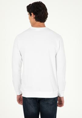 Erkek Regular Fit Bisiklet Yaka Beyaz Basic Sweatshirt - 50289058136