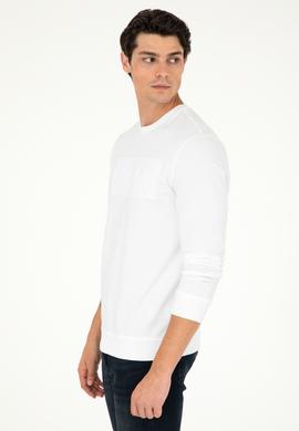 Erkek Regular Fit Bisiklet Yaka Beyaz Basic Sweatshirt - 50289058136