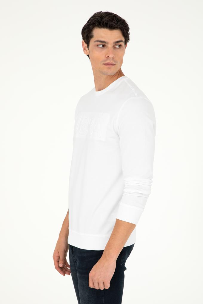 Erkek Regular Fit Bisiklet Yaka Beyaz Basic Sweatshirt