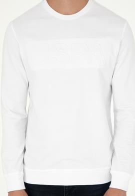 Erkek Regular Fit Bisiklet Yaka Beyaz Basic Sweatshirt - 50289058136