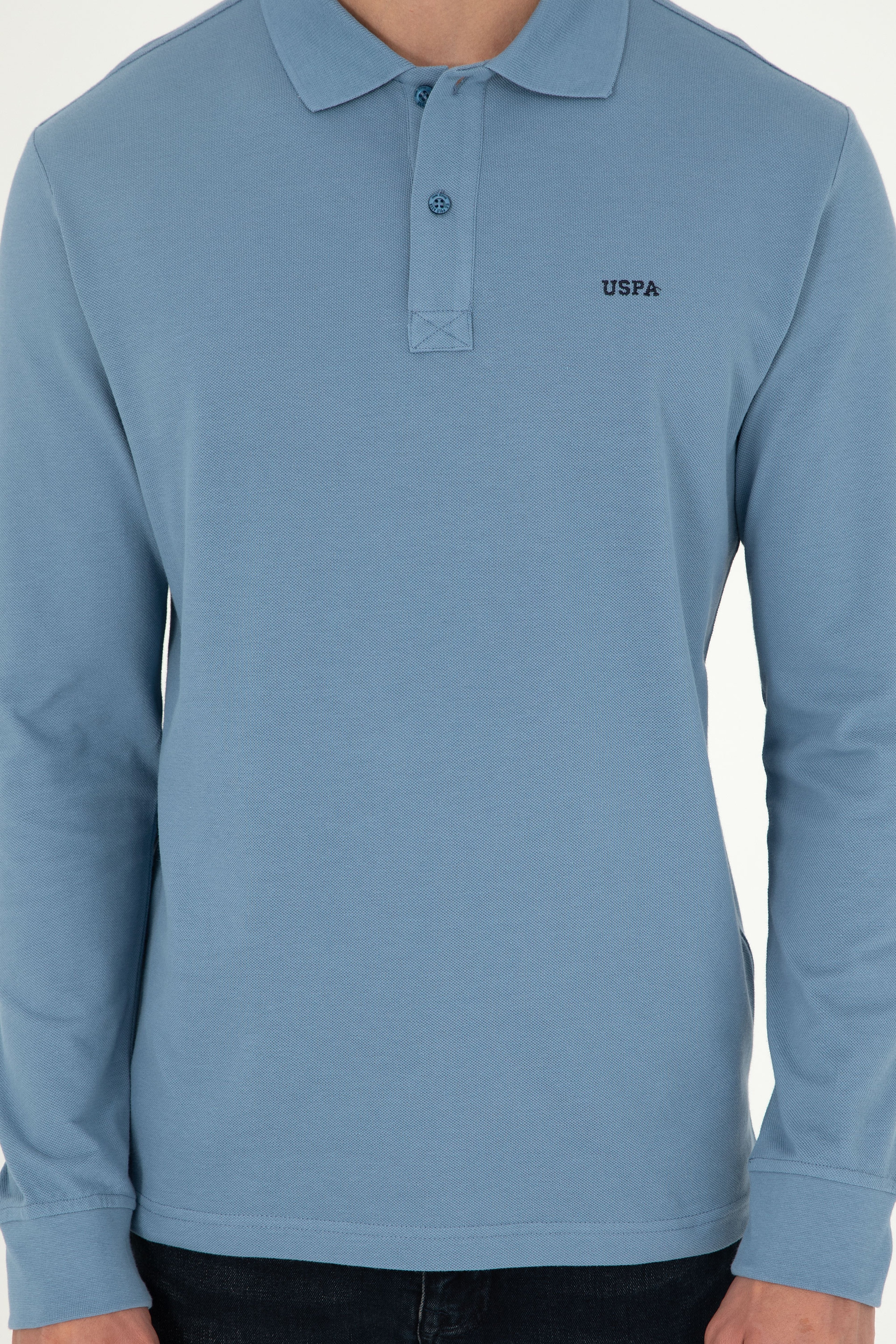 Erkek Koyu Mavi Basic Sweatshirt - Image 6
