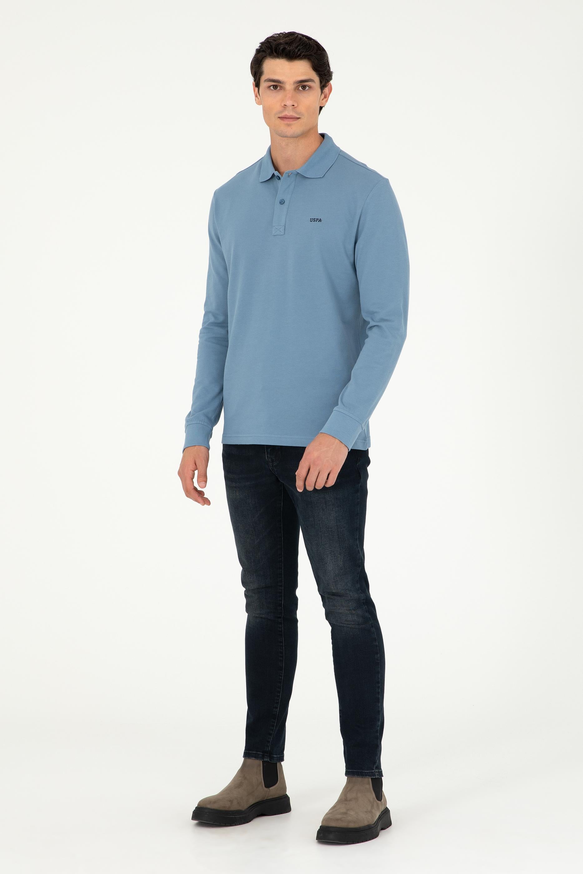 Erkek Koyu Mavi Basic Sweatshirt