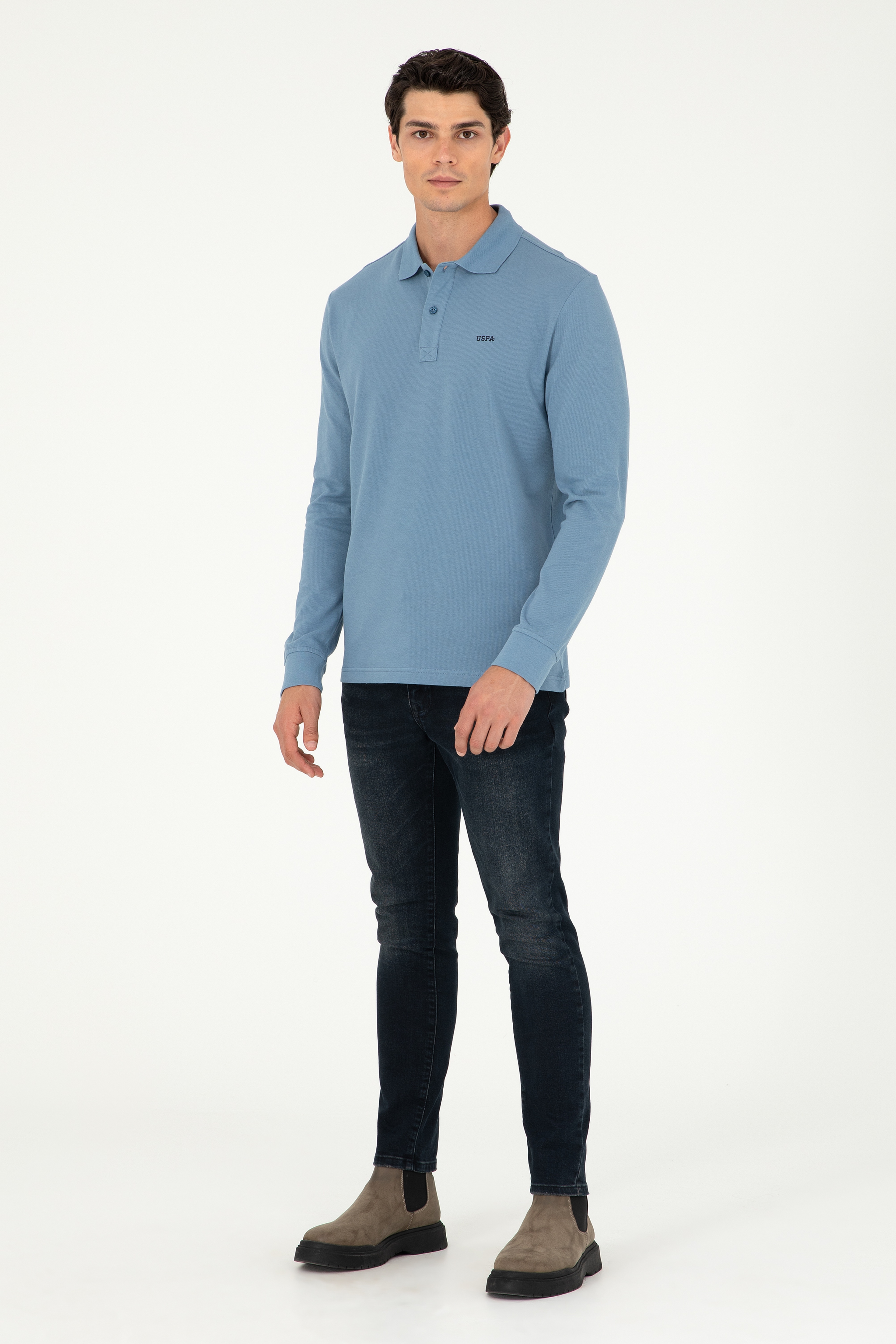 Erkek Koyu Mavi Basic Sweatshirt - Image 4