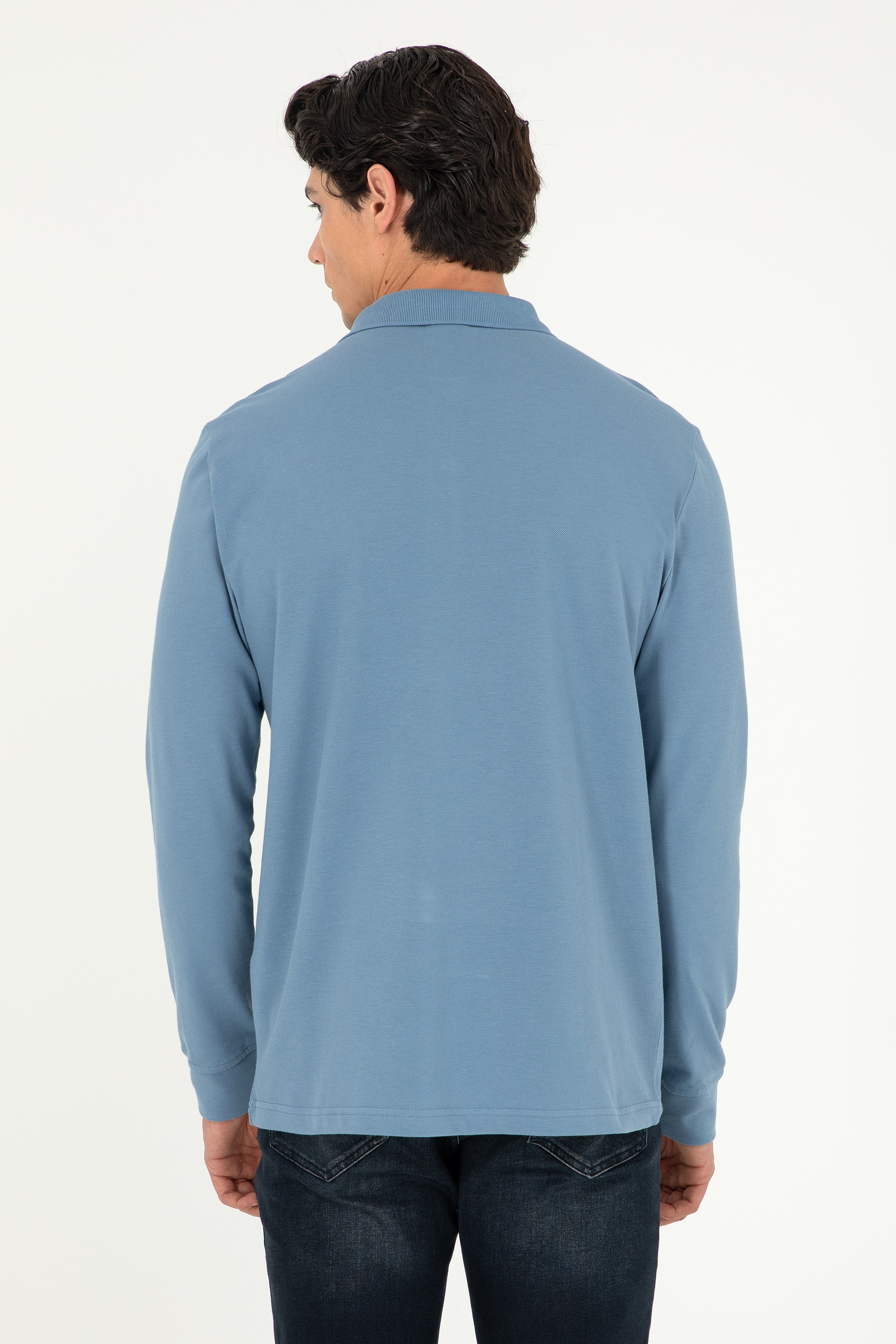 Erkek Koyu Mavi Basic Sweatshirt - Image 5