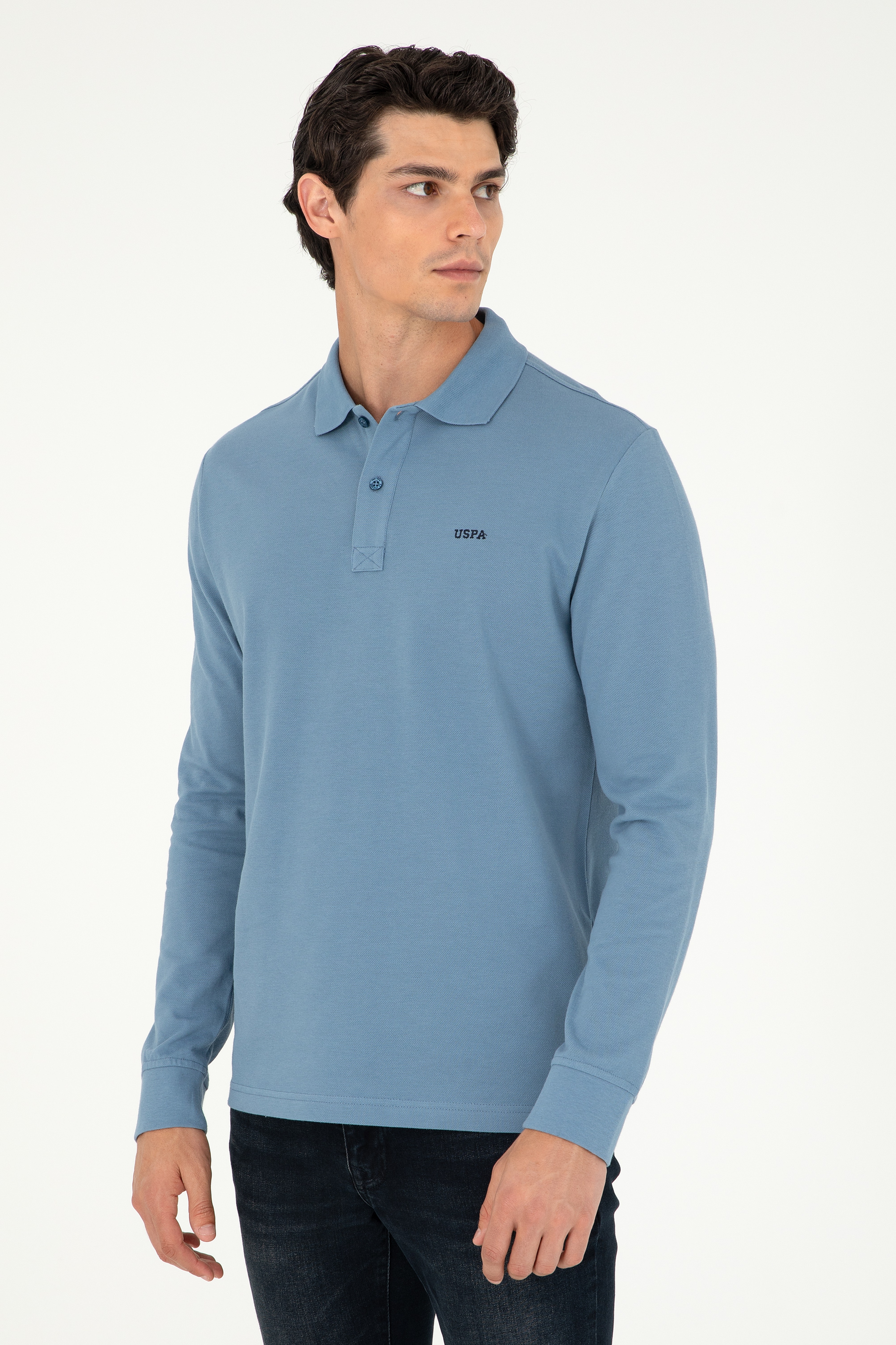 Erkek Koyu Mavi Basic Sweatshirt - Image 1