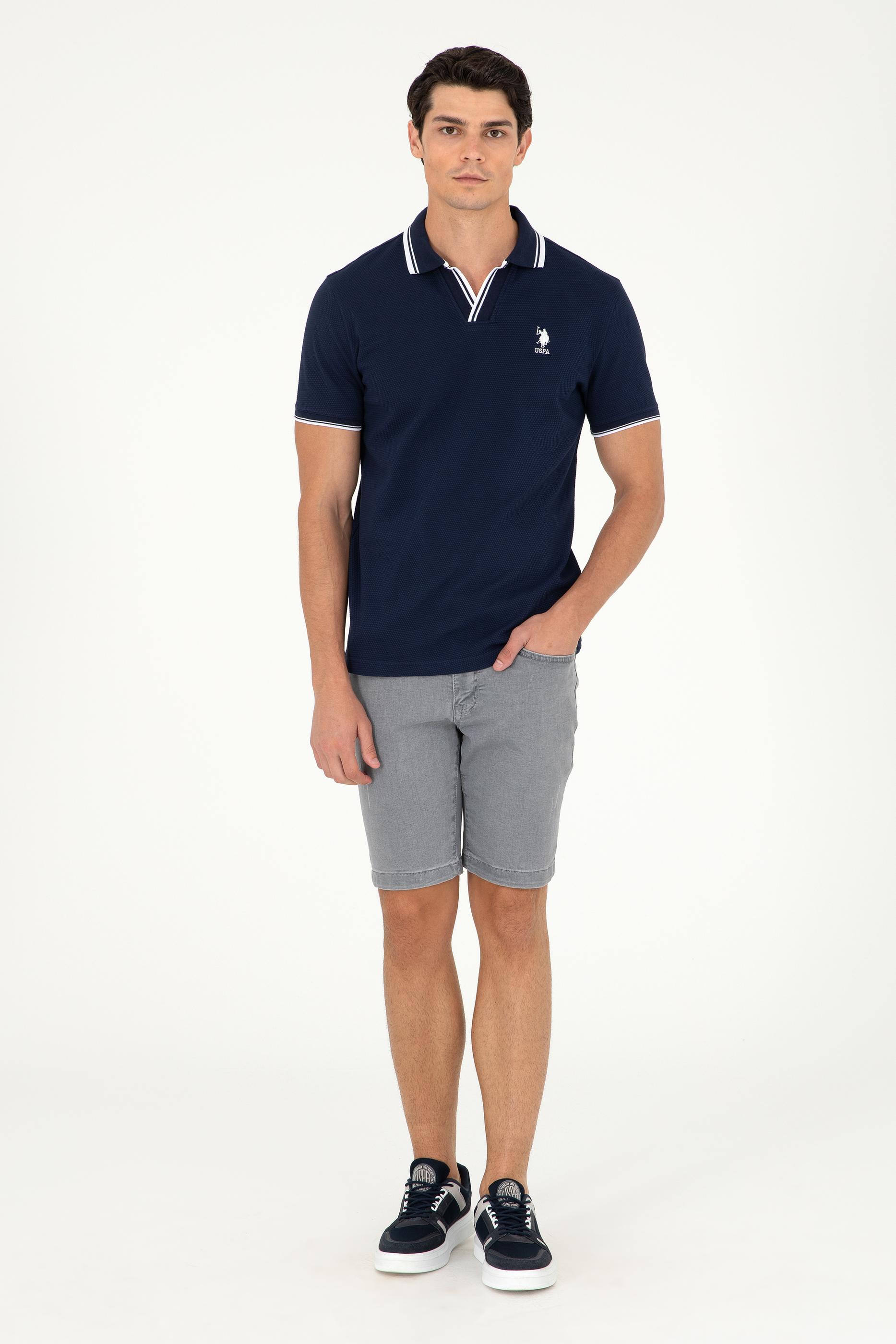 Erkek Slim Fit Polo Yaka Lacivert Tişört
