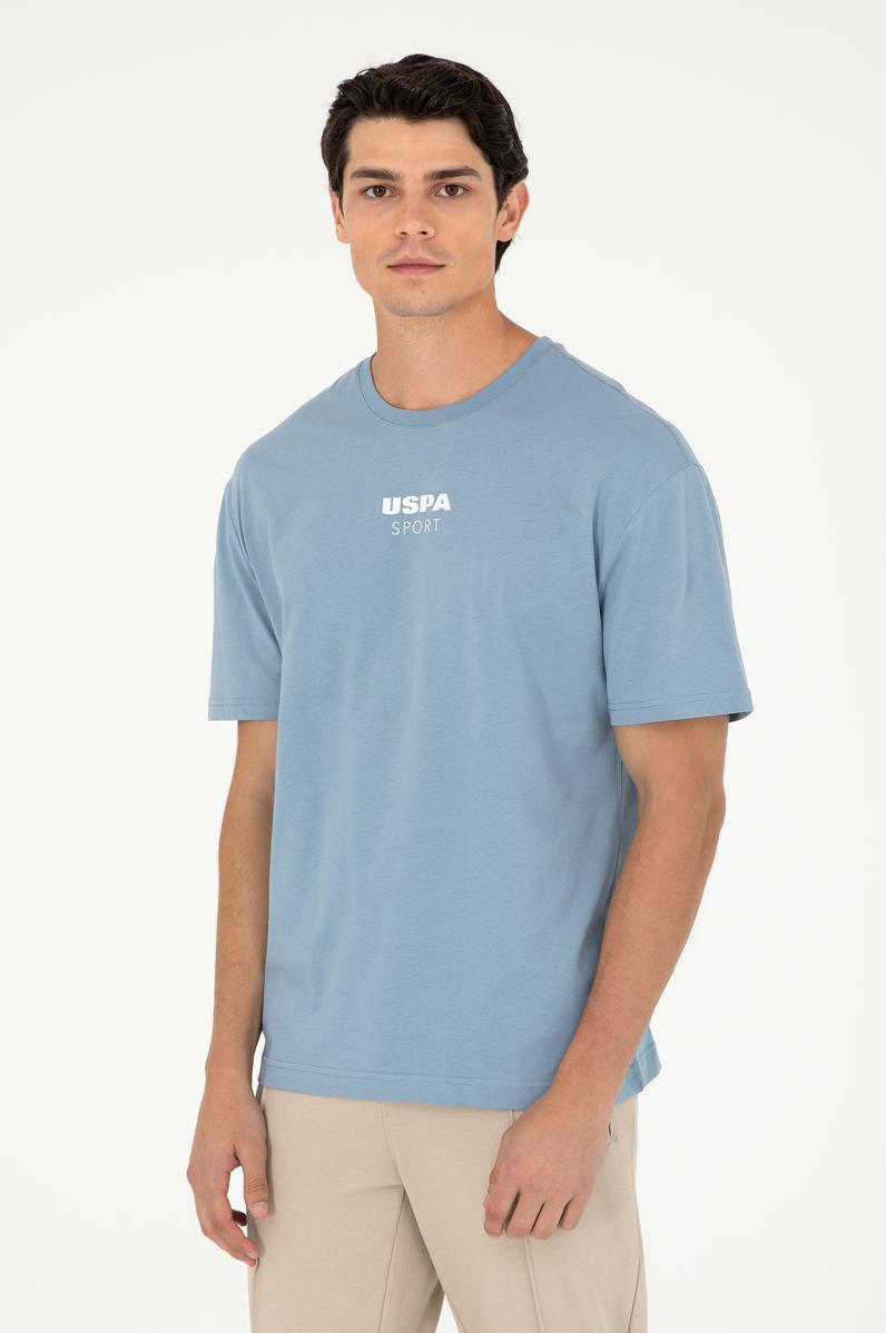 Erkek Comfort Fit Bisiklet Yaka İndigo Tişört