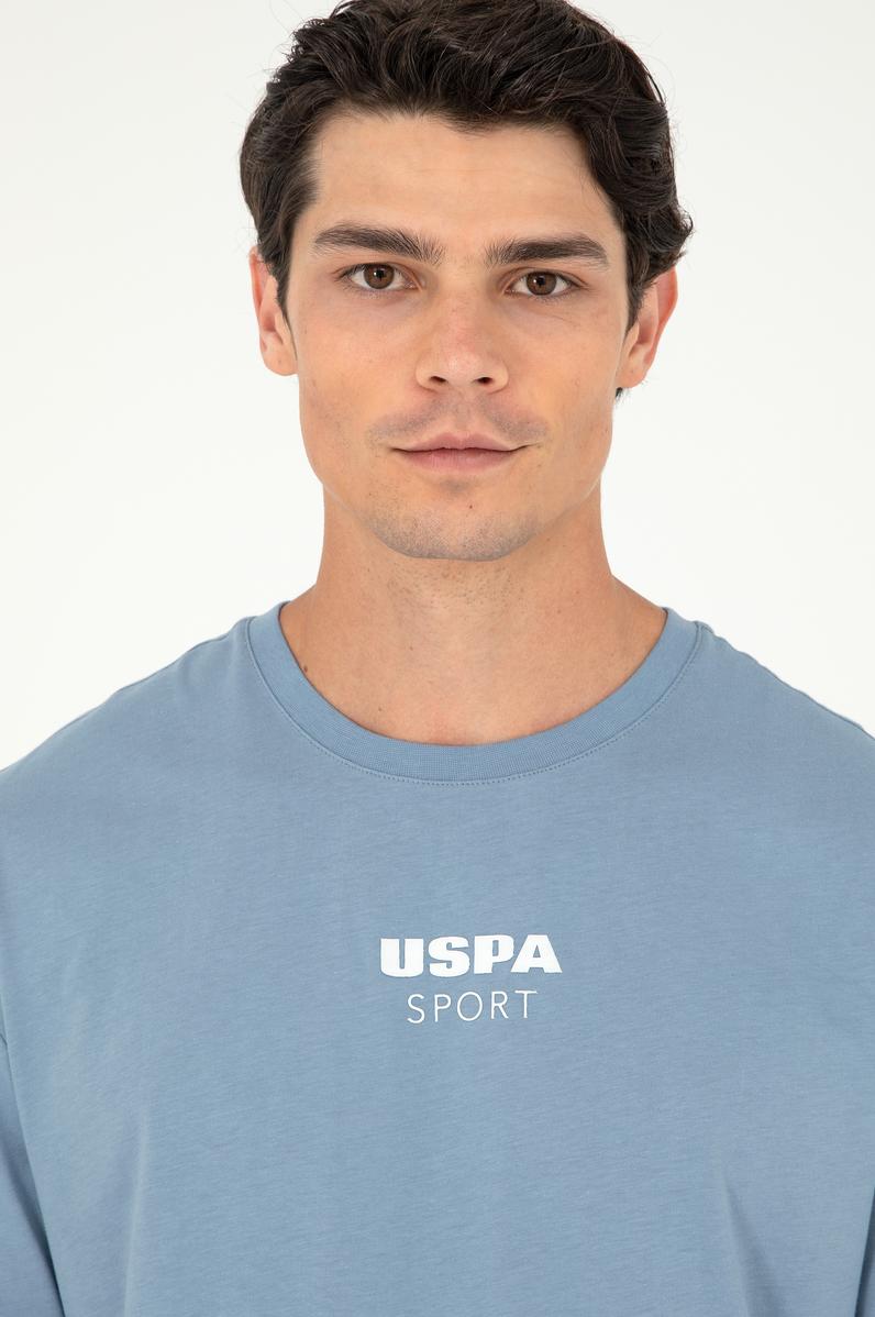 Erkek Comfort Fit Bisiklet Yaka İndigo Tişört