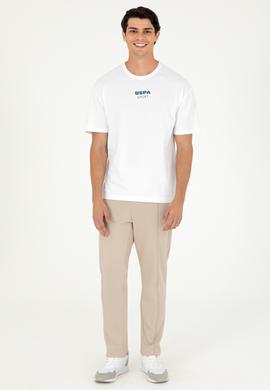 Erkek Comfort Fit Bisiklet Yaka Beyaz Tişört - 50281686011