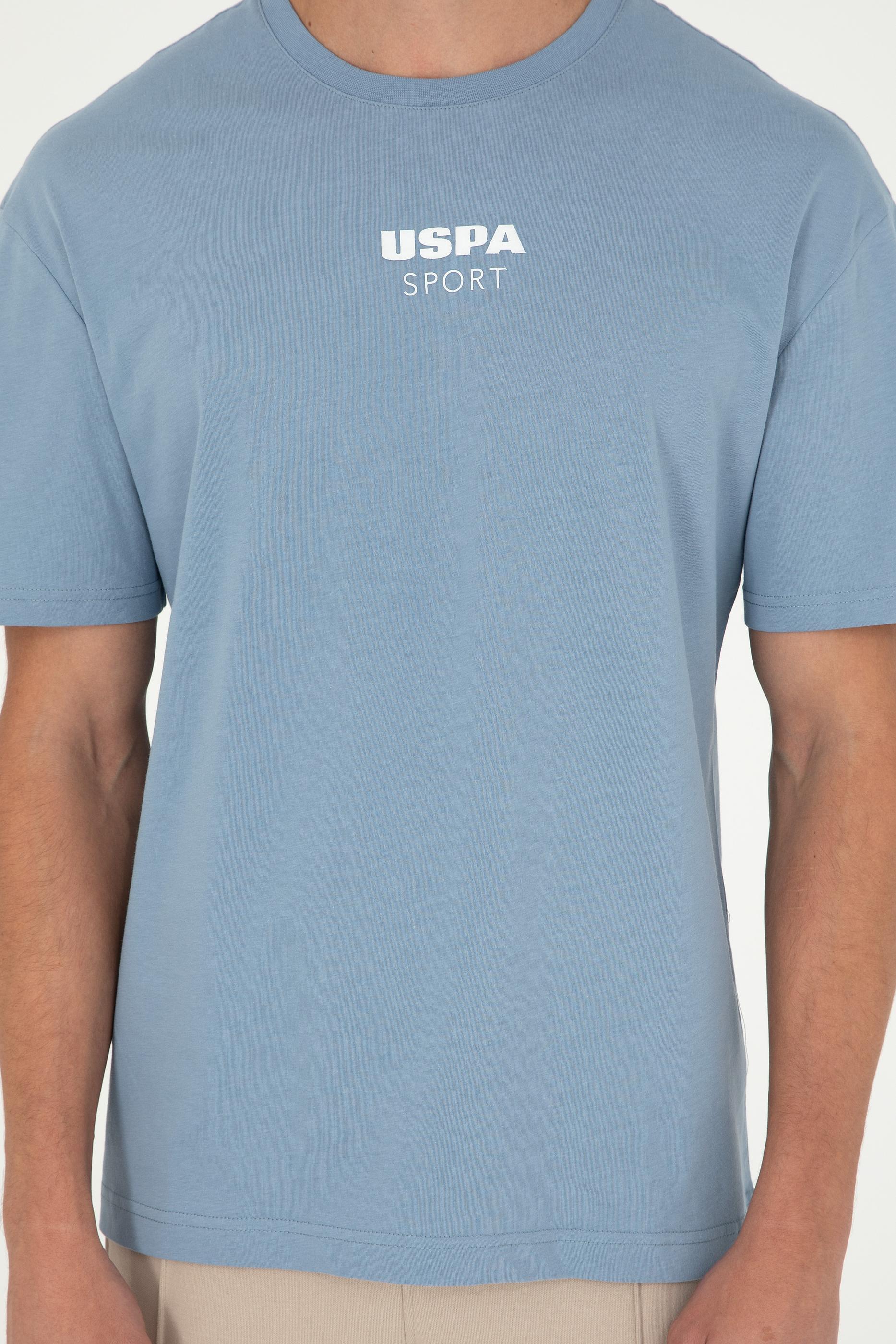 Erkek Comfort Fit Bisiklet Yaka İndigo Tişört