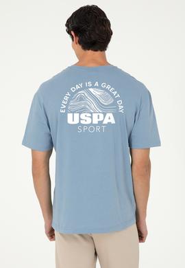 Erkek Comfort Fit Bisiklet Yaka İndigo Tişört - 50281686037