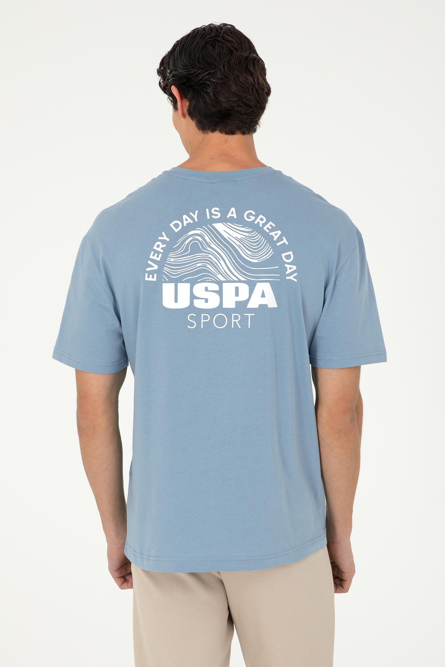 Erkek Comfort Fit Bisiklet Yaka İndigo Tişört